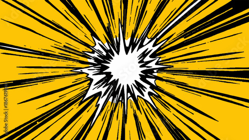 Bright yellow abstract sunburst background with glowing rays and warm summer light illustration