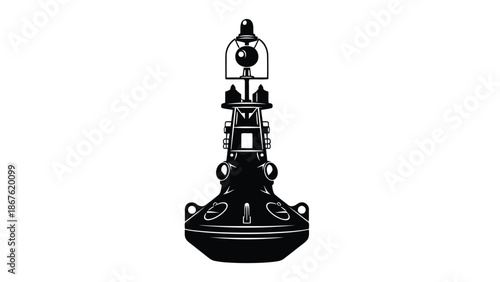 Black silhouette of a lighthouse on a isolated on white background