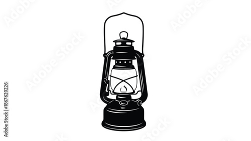 Black silhouette lantern isolated on white background