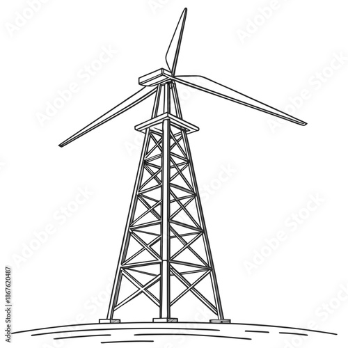 Miniature wind turbine model with lattice tower and three blades