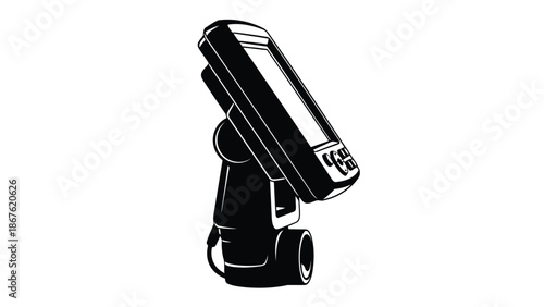 Black silhouette of a bicycle headlight on a isolated on white background