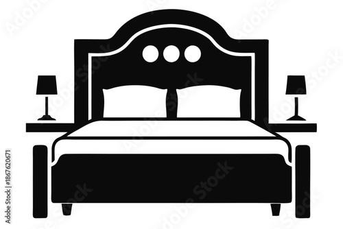 Bedroom Bed Silhouette Graphic, Vector Element for Floor Plans and Interior Space Visualization