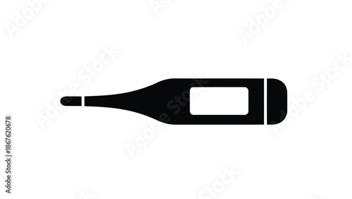 Black digital thermometer silhouette icon symbol isolated on white background