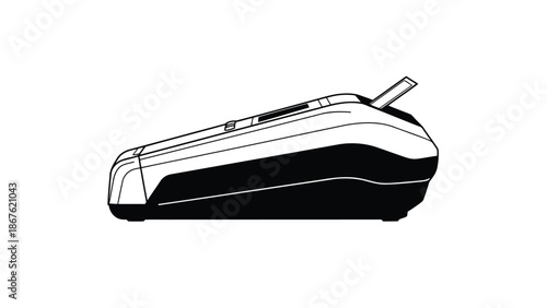 Black and white flat design electric razor silhouette isolated on white background