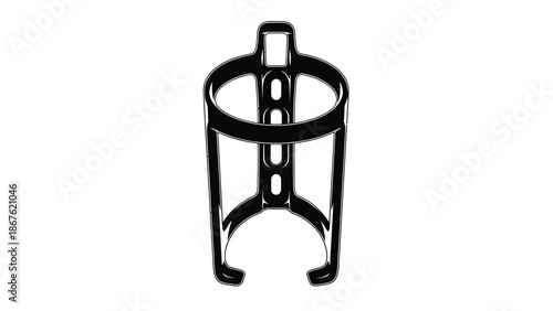 Black metal bicycle water bottle holder cage silhouette isolated on white background