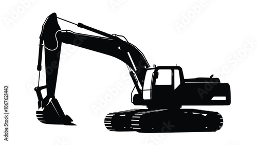 A silhouetted excavator a powerful machine for digging and earthmoving tasks