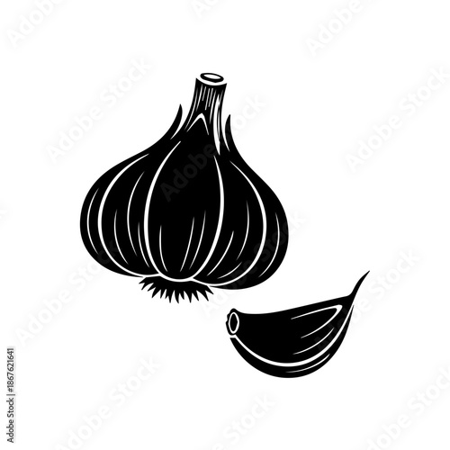 Two garlic bulbs isolated on transparent background, Vector