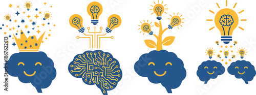 Creative brains and innovative ideas a visual representation of thought processes