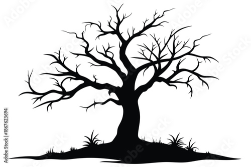 A simplified black and white representation of a dead tree, perfect for conveying themes of emptiness or the passage of time.