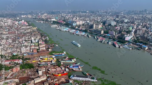 Buriganga River and Dense Dhaka City Skyline