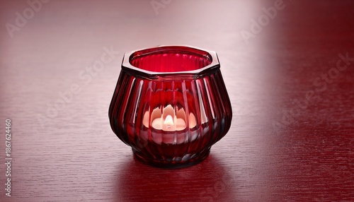 Ruby Red Glass Candle Holder