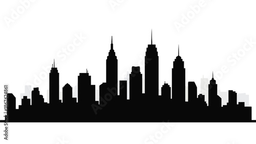 A striking silhouette of a city skyline against a bright background