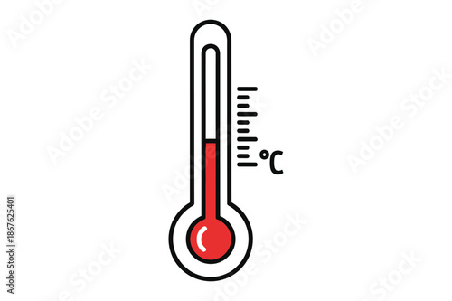 Medical Thermometer Icon Showing High Fever and Heat Level