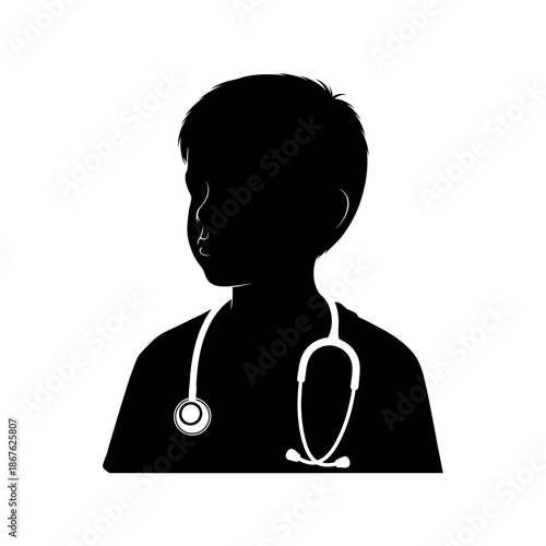 Silhouette of a young doctor with a stethoscope around their neck