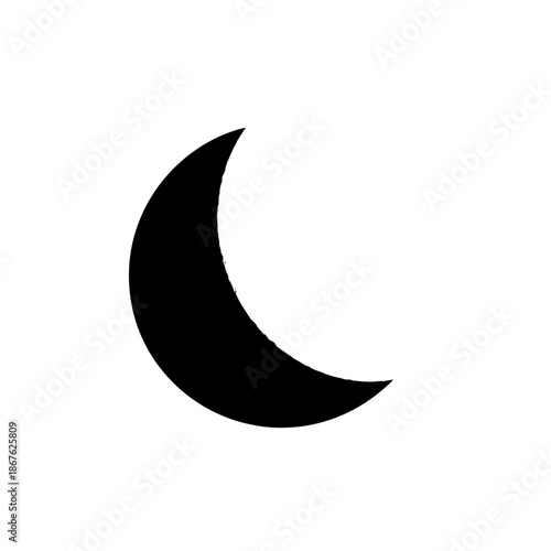 Simple black crescent moon icon on a plain white background