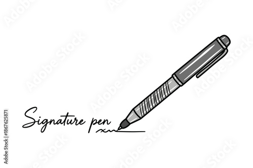 Signature Pen Writing on Paper for Legal Business Contract