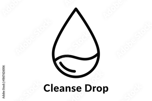 Water Drop Cleanse Icon Representing Purity and Freshness