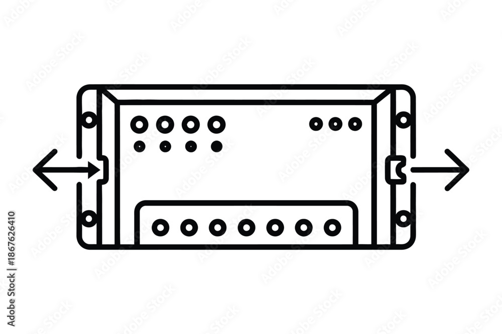 Obraz premium Electronic Hardware Port Connector Diagram with Sliding Arrows