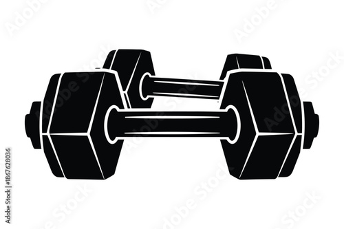 Gym fitness equipment black dumbbell silhouette icons