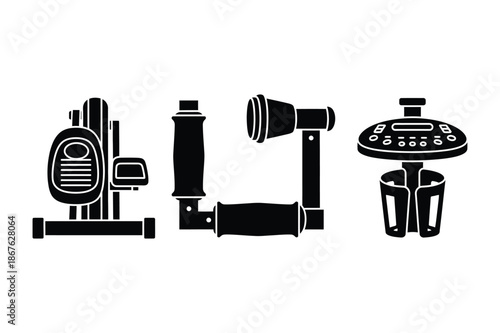 Cardio fitness gym equipment exercise machine silhouettes