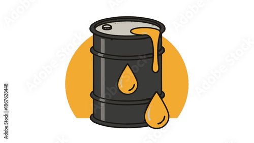 Oil Barrel Icon Representing Energy Industry, Petroleum Production, Fuel Storage, and Global Natural Resource Supply in Clean Vector Illustration