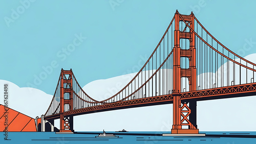An illustration of the Golden Gate Bridge in San Francisco