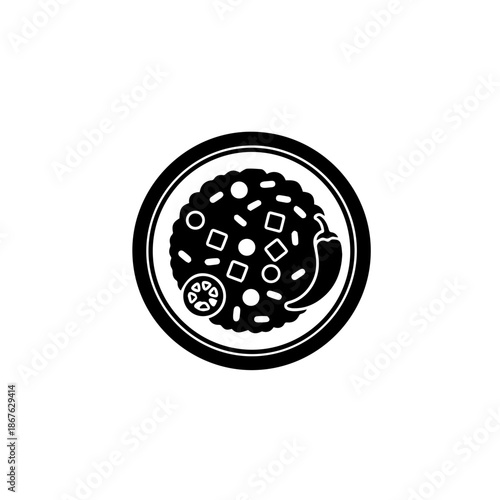 Black and white polka dot circle isolated on transparent background, Vector