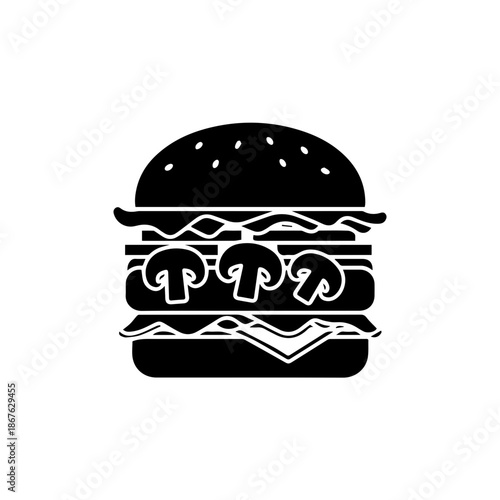 Classic burger with bacon and cheese isolated on transparent background, Vector