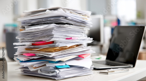 exaggeratedly long to-do list cascading from desk to floor, sense of overload