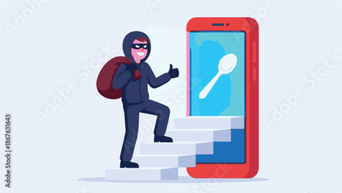 Cyber Thief Stealing Data from Smartphone - Digital Security Concept