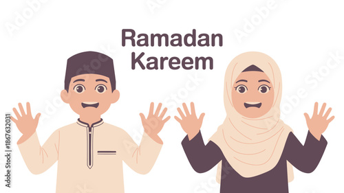 Two People Celebrating Ramadan with Open Arms and Smiles