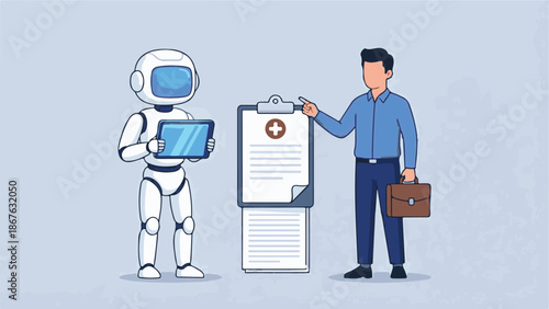 AI Assistant and Business Professional with Healthcare Documents