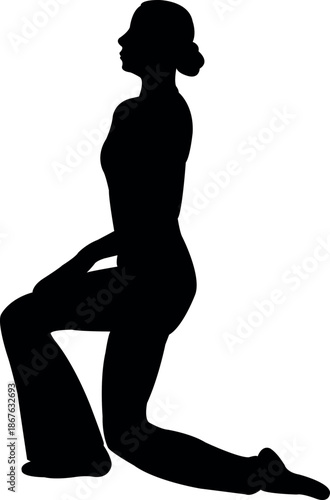 a woman kneeling down, silhouette vector