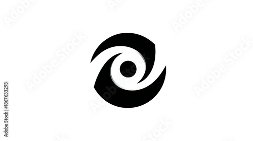 Abstract Eye Logo in Modern Minimalist Style with Simple Black and White Color Scheme on Clean White Background for Branding
