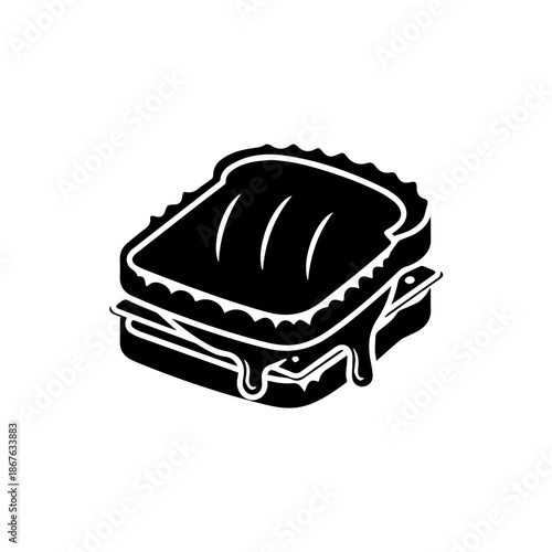 Classic black and white suitcase isolated on transparent background, Vector