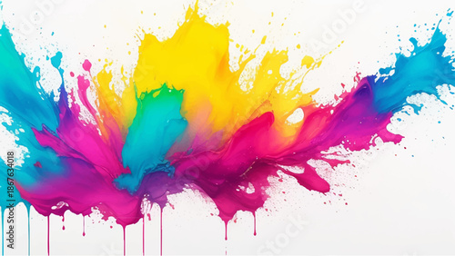 Abstract An explosion of vibrant colours bursts forth, creating a dynamic visual representation of artistic expression, creativity, and the power of imagination.