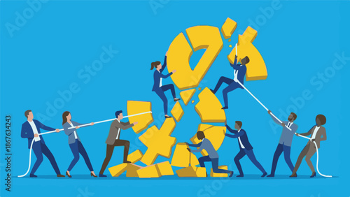 Business Team Collaboration to Reconstruct a Deconstructed Dollar Sign