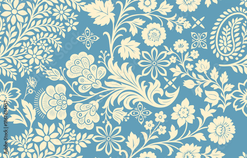 Ethnic Motifs Ikat floral paisley embroidery floral. ikat Saree Sarong oriental pattern traditional.Ikat embroidery style abstract embroidery design for texture,fabric,clothing,wrapping,decoration