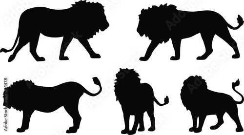 lion, silhouette, animal, wildlife, nature, zoo, africa, illustration, graphic, design, black, shape, collection, set, template, print, isolated, transparent, background, african lion, big cat, mammal