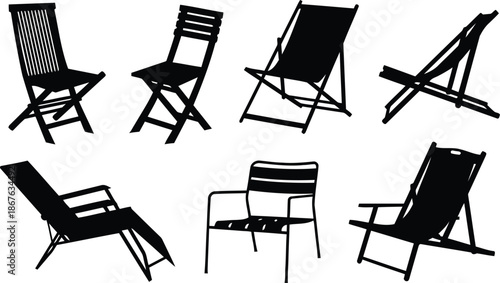 chair, silhouette, transparent, background, furniture, graphic, design, vector, illustration, shape, set, collection, clipart, outdoor, element, art, drawing, isolated, symbol, sign, black, white, fla