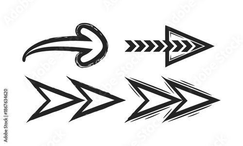 Spray paint arrow direction icons in graffiti style
 vector set illustration, easily editable. 