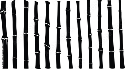 bamboo, trunk, silhouette, asian, zen, natural, peaceful, calming, oriental, japanese, chinese, background, pattern, border, decorative, design, element, botanical, plant, flora, graphic, vector, illu