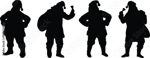 santa claus, silhouette, christmas, holiday, xmas, decoration, vector, new year, winter, season, celebration, festive, ornament, design, graphic, clipart, illustration, drawing, shape, symbol, icon, e