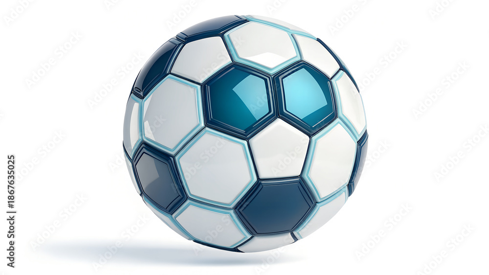 Obraz premium Premium 3D Glassmorphism Soccer Ball Football Icon for Sports App