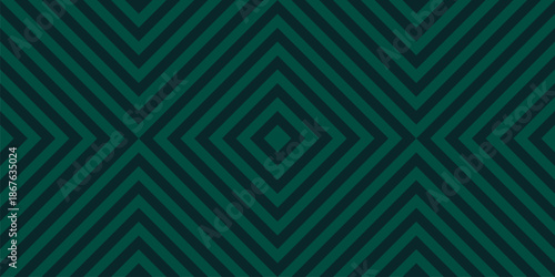 Simple vector seamless pattern with diagonal lines, stripes, tiles, squares, rhombuses. Trendy texture in dark green color. Striped checkered background. Stylish repeated design for textile, print
