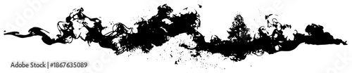 Abstract black flowing smoke or ink cloud with grunge texture