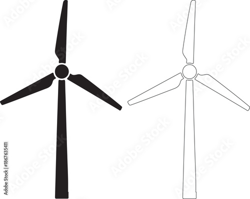 Wind turbines, renewable energy, sustainable power, eco-friendly icons