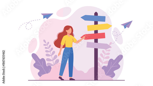 Life Direction Choice Vector Illustration