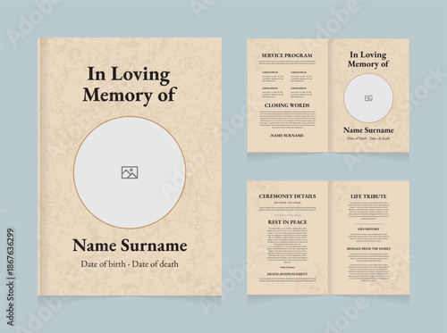 Elegant Funeral Program Template | In Loving Memory Memorial Brochure Design