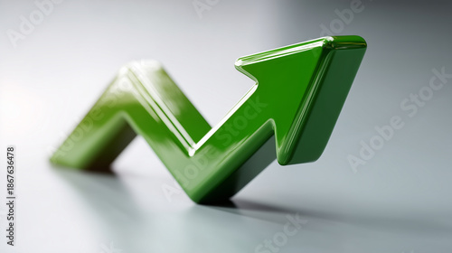 3d green arrow pointing up, business success